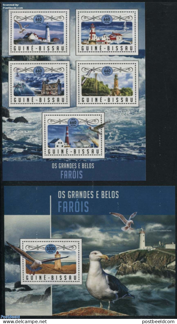 Guinea Bissau 2016 Lighthouses 2 S/s, Mint NH, Nature - Various - Birds - Lighthouses & Safety At Sea - Fari