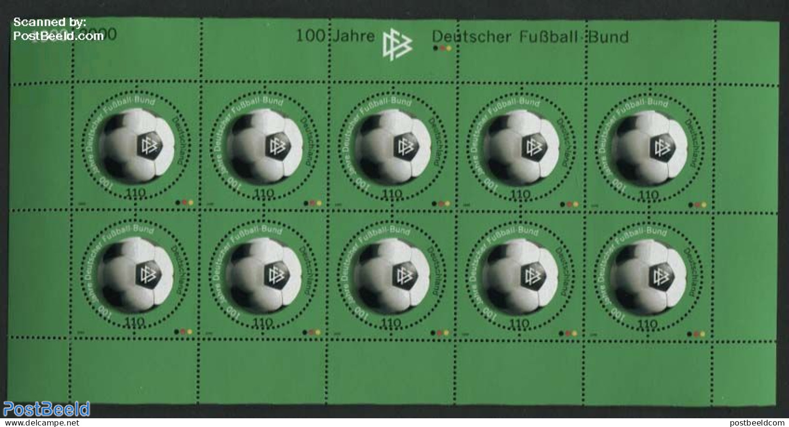 Germany, Federal Republic 2000 Football Association M/s, Mint NH, Sport - Various - Football - Round-shaped Stamps - Nuevos