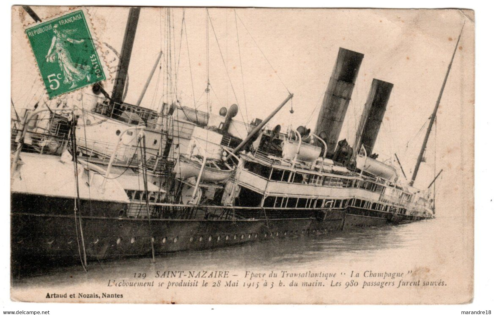 Saint Nazaire , épave Transatlantique "la Champagne" échoué 1915 - Paquebote
