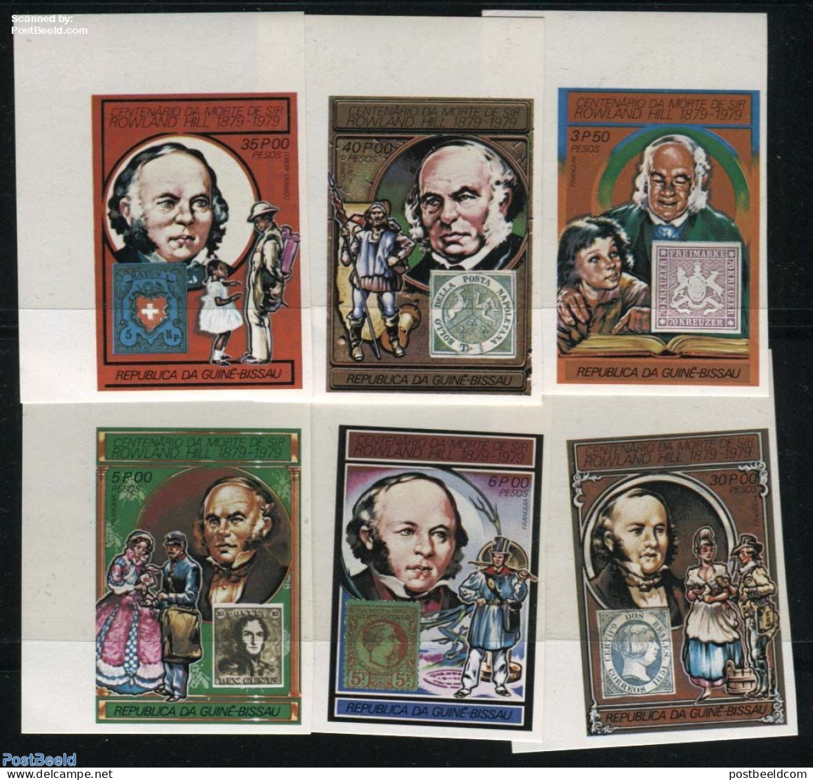 Guinea Bissau 1978 Sir Rowland Hill 6v, Imperforated, Mint NH, Sir Rowland Hill - Stamps On Stamps - Rowland Hill