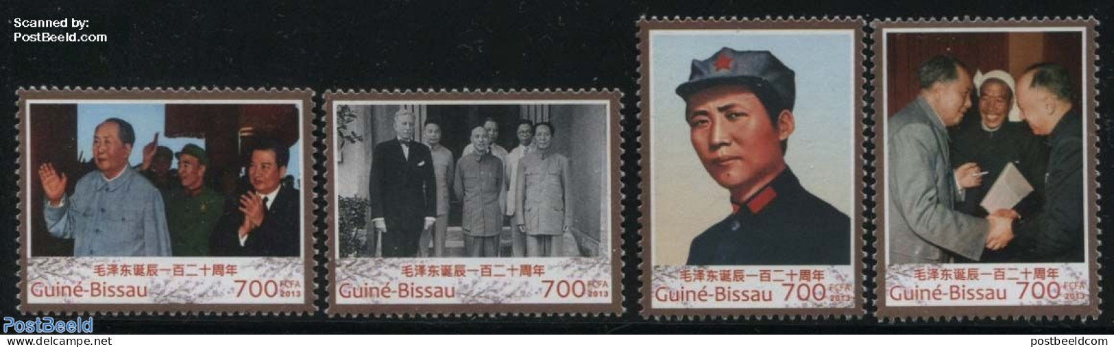 Guinea Bissau 2013 Mao 4v, Mint NH, History - Politicians - Stamps On Stamps - Stamps On Stamps