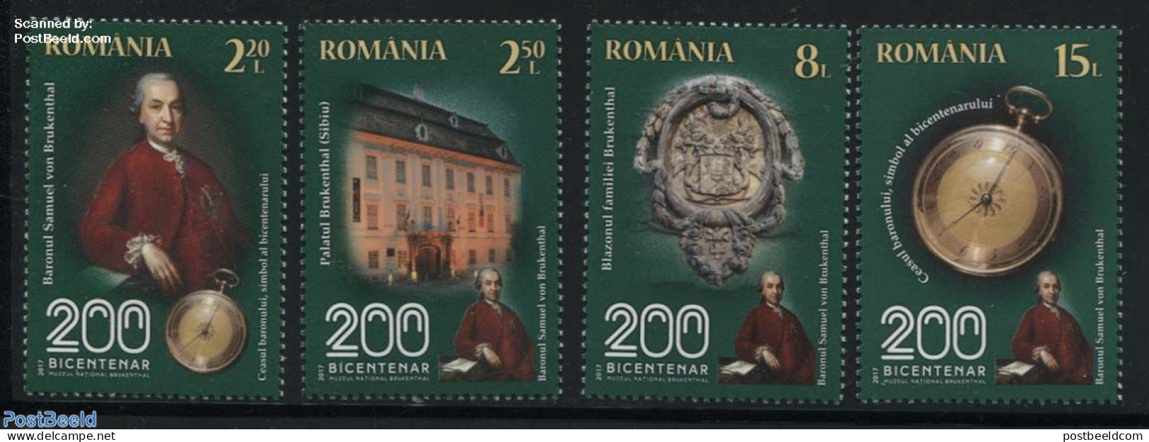Romania 2017 Brukenthal Museum 4v, Mint NH, History - Coat Of Arms - Art - Clocks - Museums - Paintings - Unused Stamps