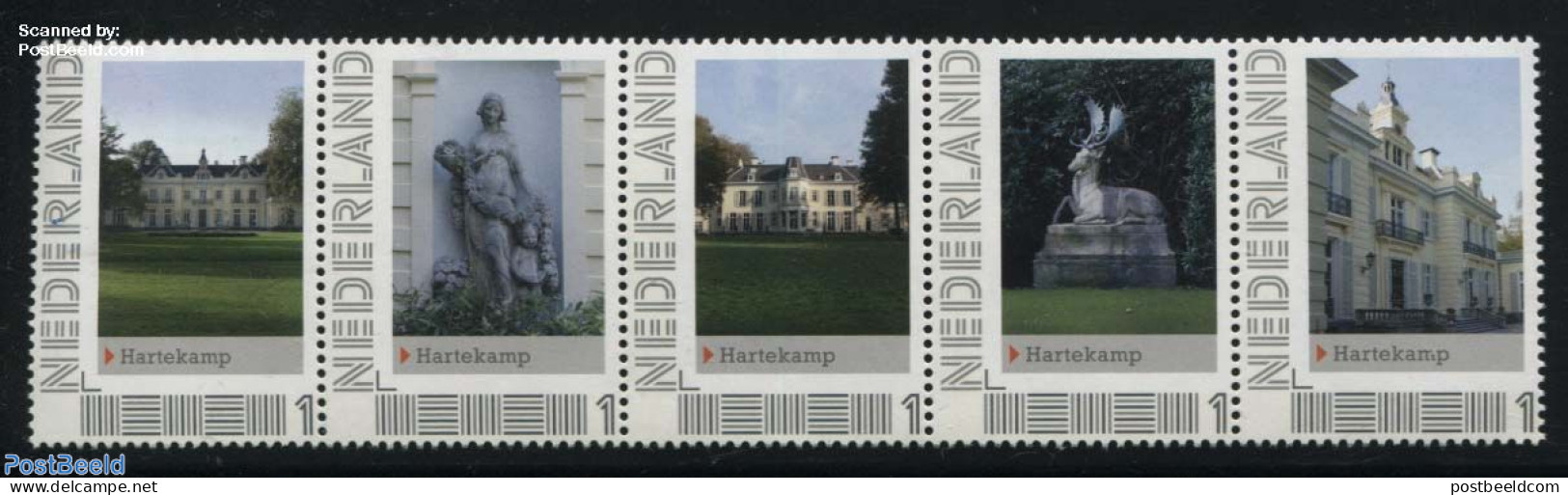 Netherlands - Personal Stamps TNT/PNL 2012 Hartekamp 5v [::::], Mint NH, Castles & Fortifications - Sculpture - Castles