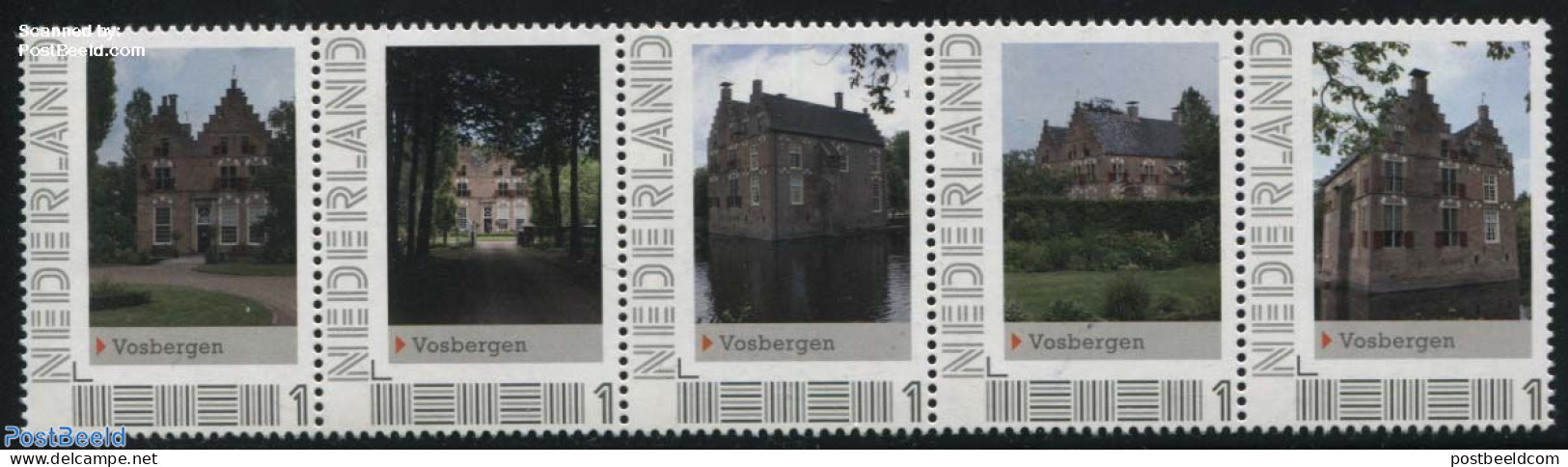 Netherlands - Personal Stamps TNT/PNL 2012 Vosbergen 5v [::::], Mint NH, Castles & Fortifications - Castles