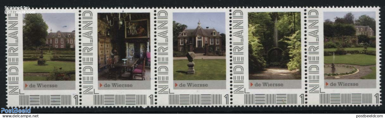 Netherlands - Personal Stamps TNT/PNL 2012 De Wiersse 5v [::::], Mint NH, Nature - Gardens - Castles & Fortifications - Castles