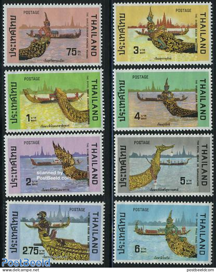Thailand 1975 Royal Barks 8v, Unused (hinged), Transport - Ships And Boats - Schiffe