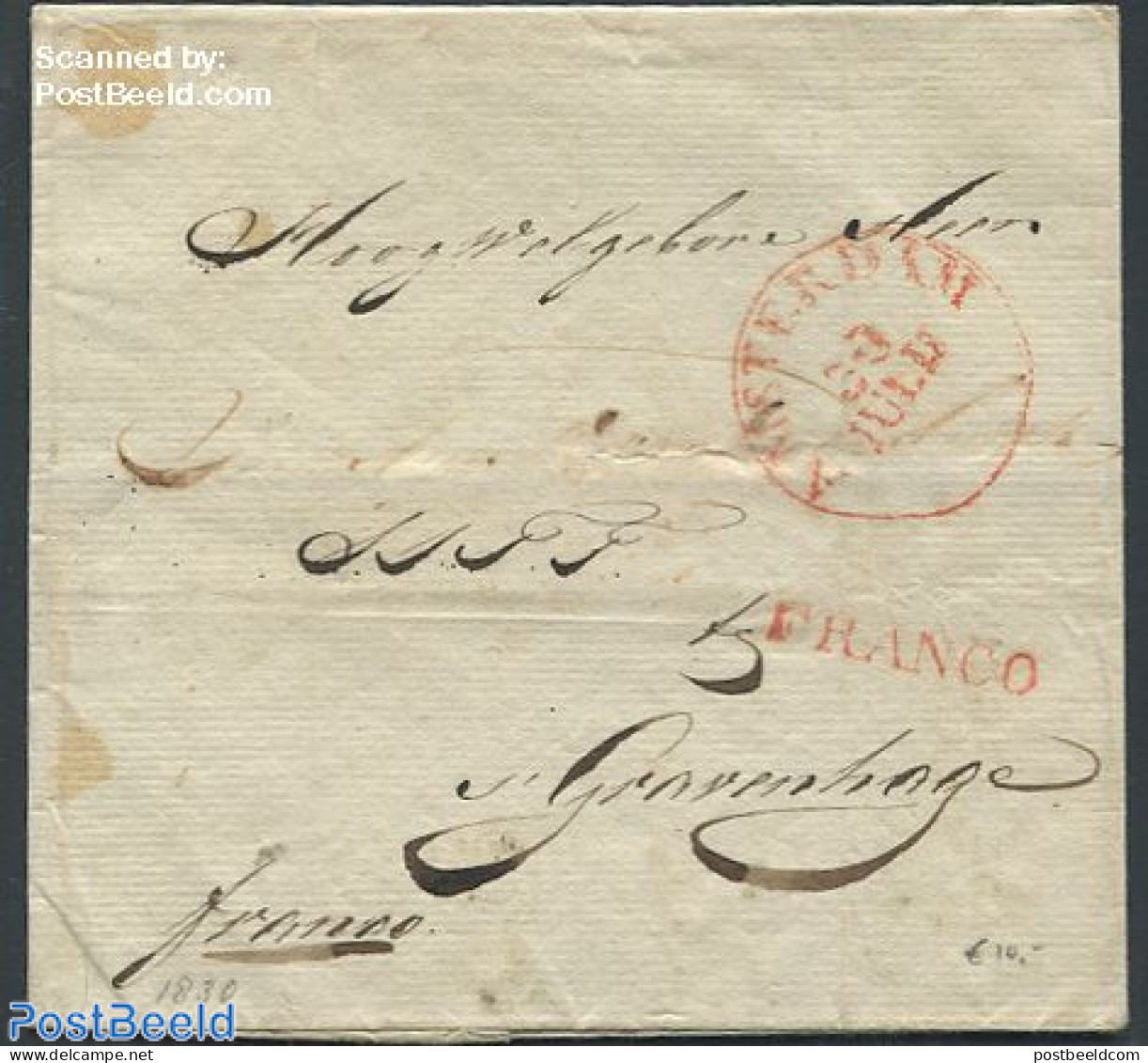 Netherlands 1830 Folding Cover From Amsterdam To The Hague, Postal History - ...-1852 Prephilately