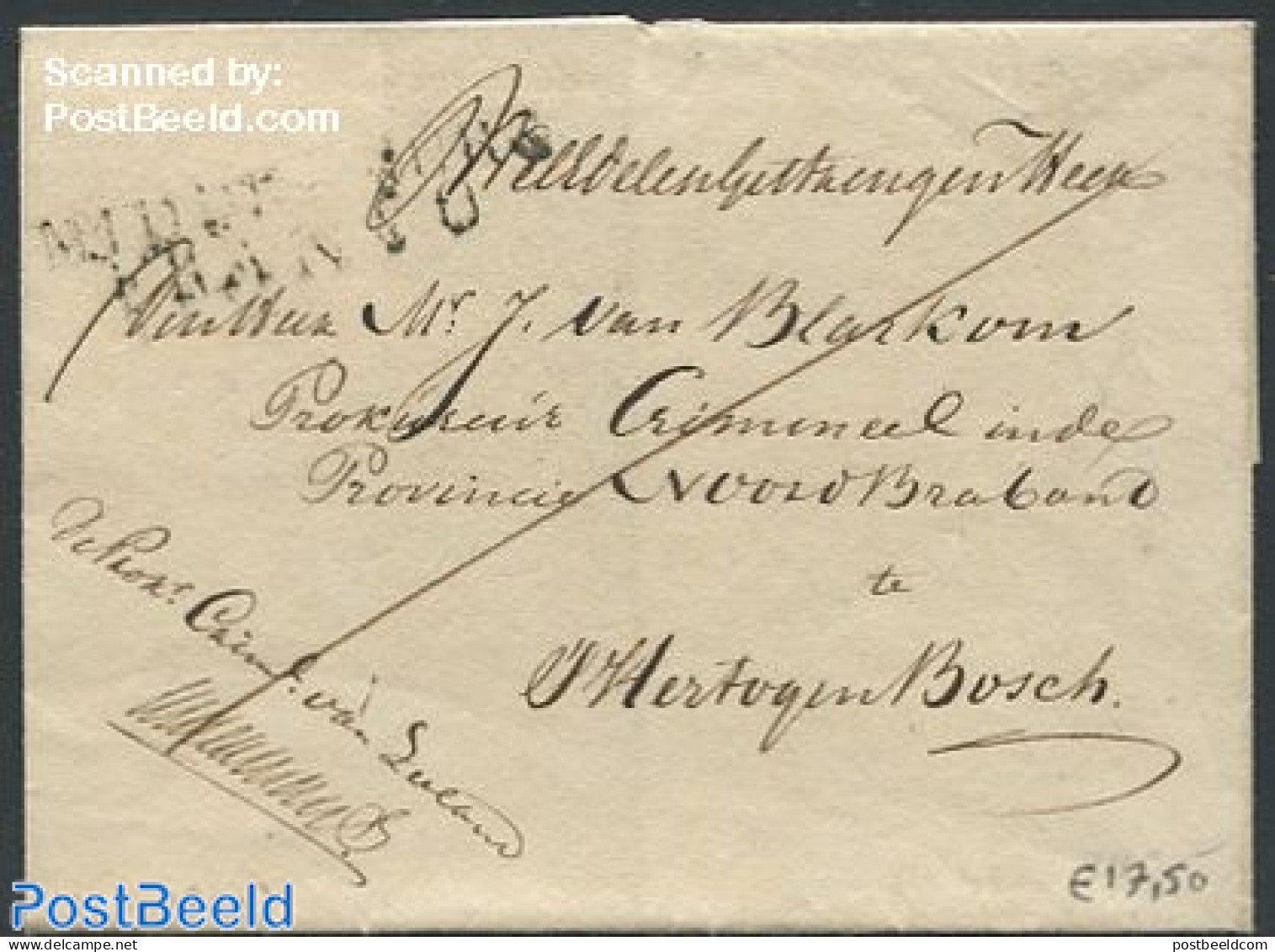 Netherlands 1822 Folding Cover To S Hertogenbosch, Postal History - ...-1852 Prephilately