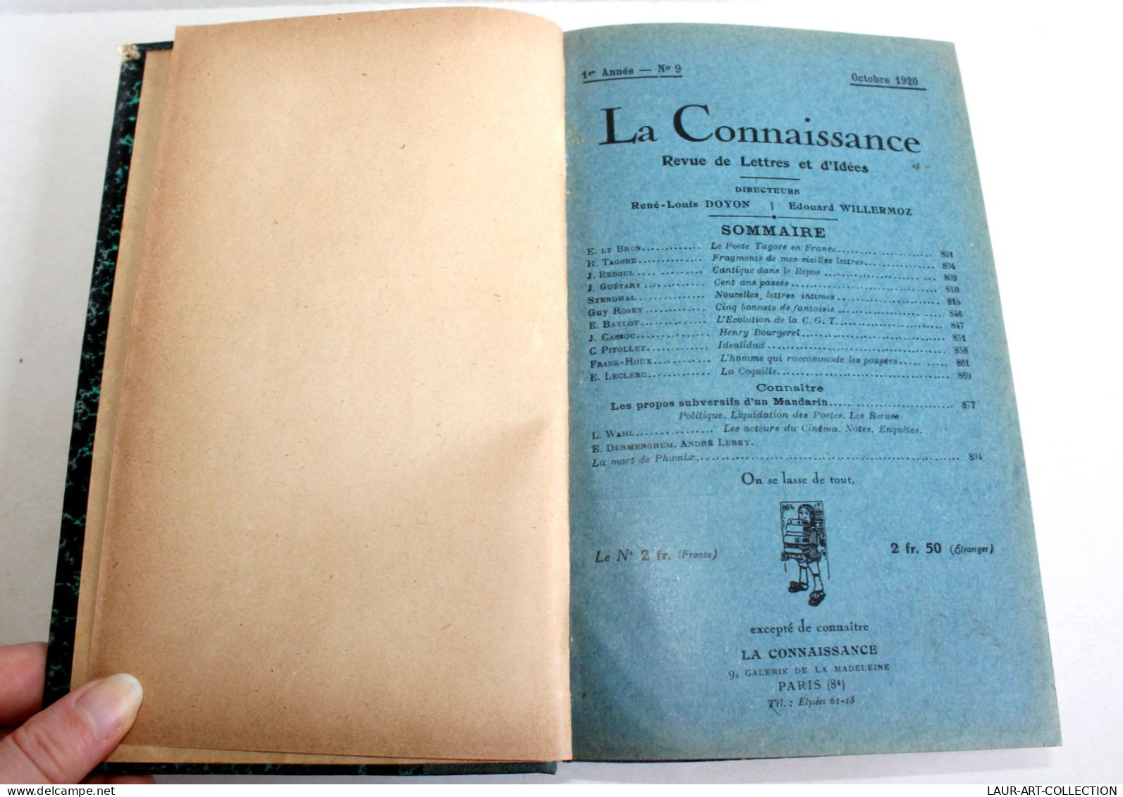 LA CONNAISSANCE REVUE DE LETTRES ET D'IDEES Par DOYON WILLERMOZ 1920 N°9 AU N°12 / ANCIEN LIVRE XXe SIECLE (2603.61) - 1901-1940