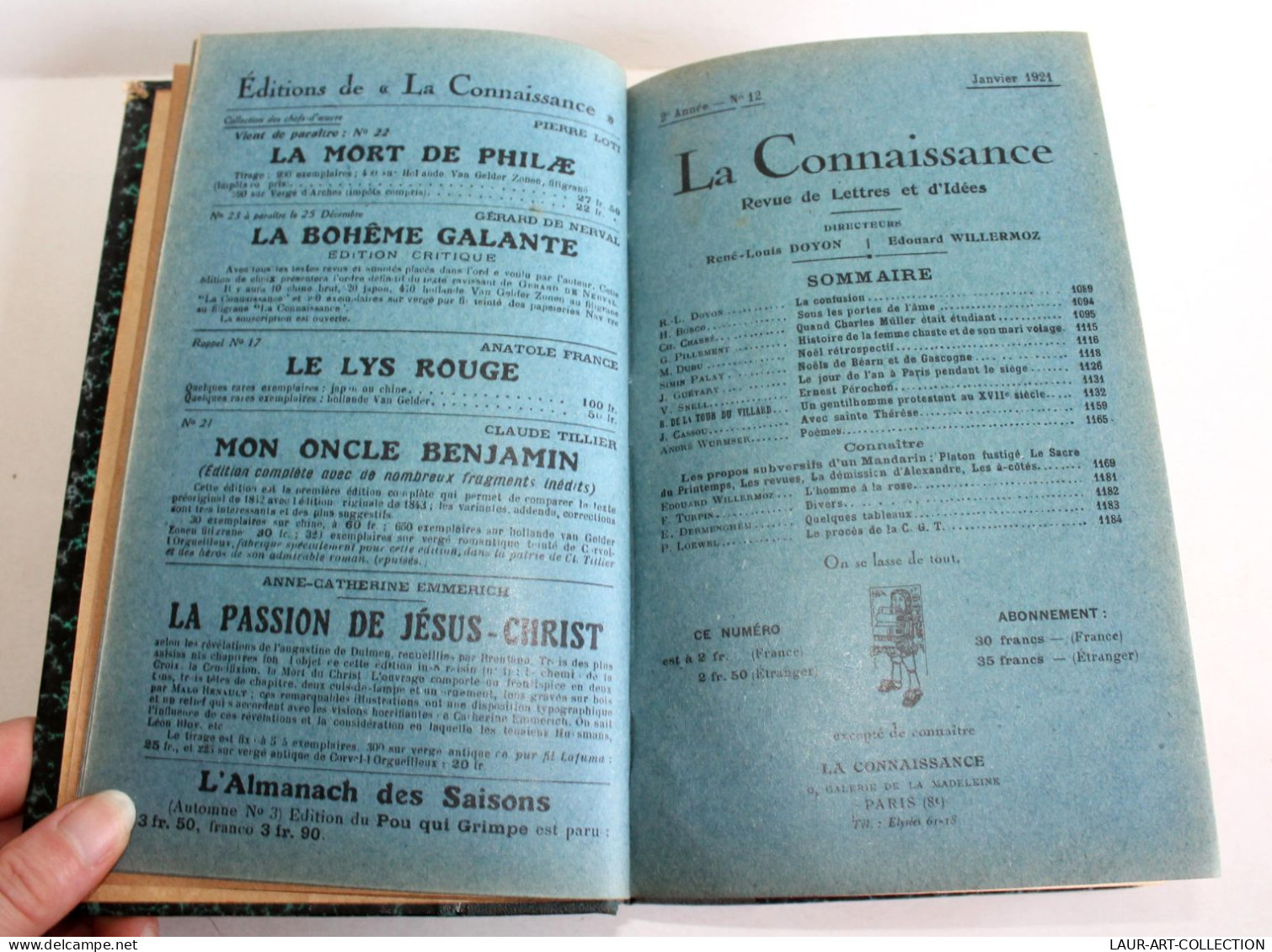 LA CONNAISSANCE REVUE DE LETTRES ET D'IDEES Par DOYON WILLERMOZ 1920 N°9 AU N°12 / ANCIEN LIVRE XXe SIECLE (2603.61) - 1901-1940