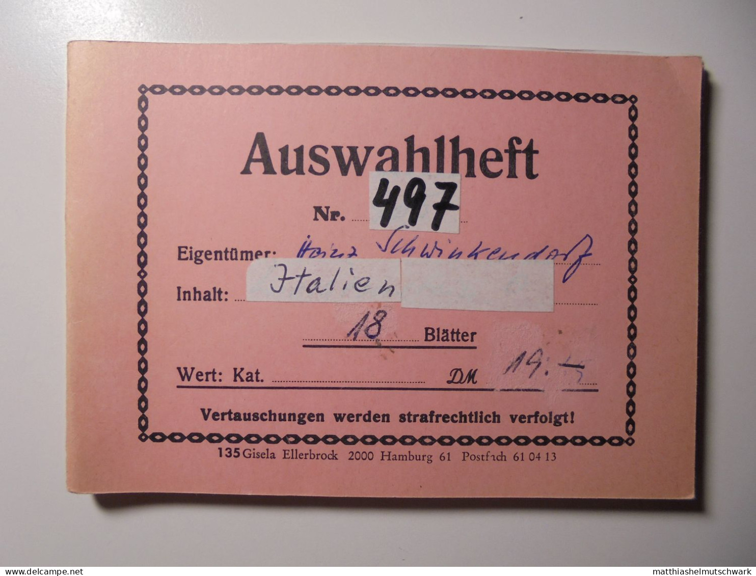 Auswahlheft Nr. 497 18 Blätter 109 Briefmarken Xx Italien 1941-1979/Mi Nr. 623-1650, Unvollständig Einsc - Lotti E Collezioni