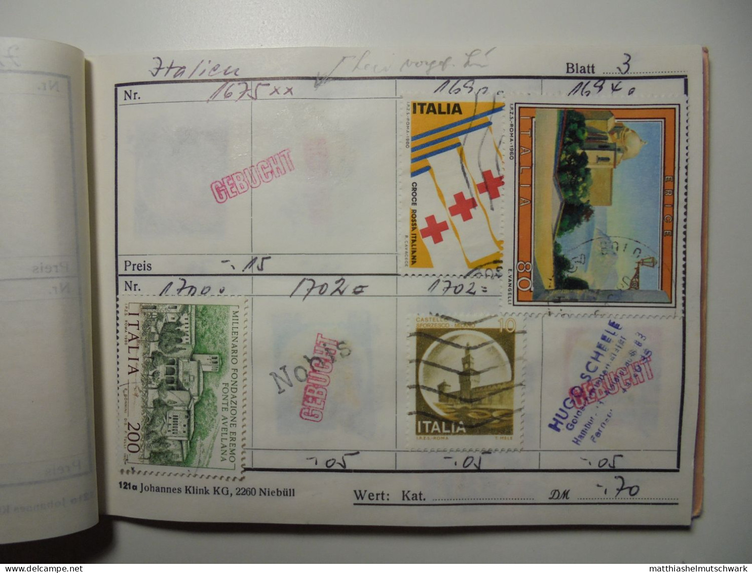 Auswahlheft Nr. 497 18 Blätter 109 Briefmarken Xx Italien 1941-1979/Mi Nr. 623-1650, Unvollständig Einsc - Collections