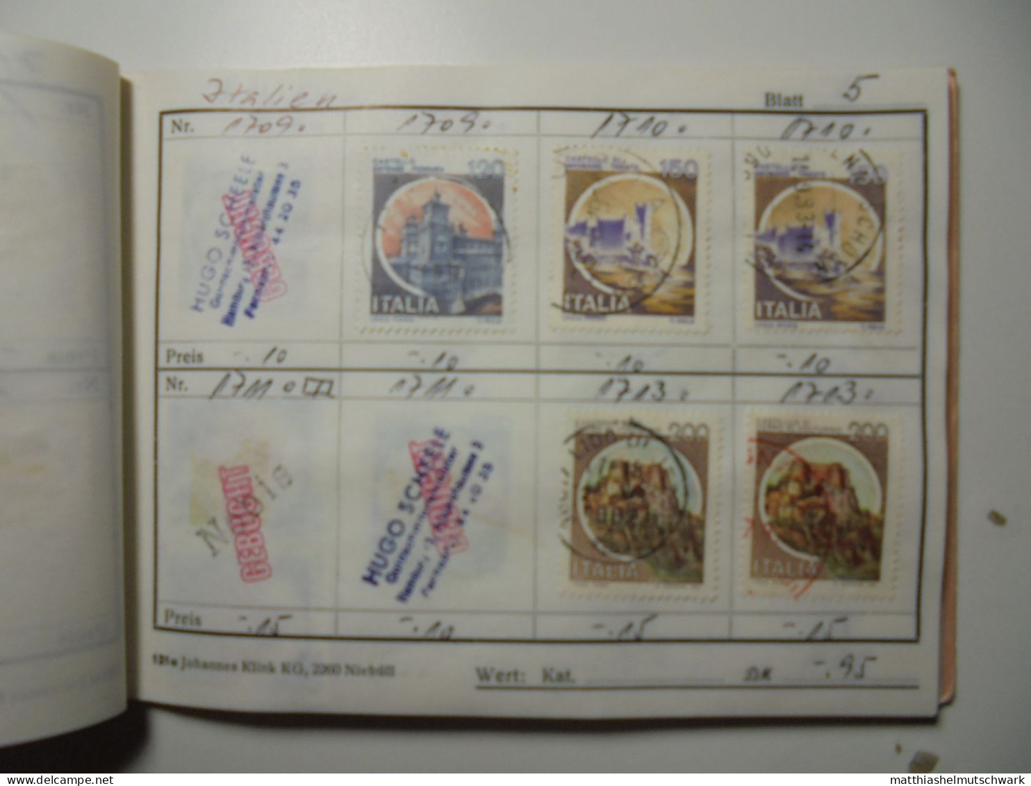 Auswahlheft Nr. 497 18 Blätter 109 Briefmarken xx Italien 1941-1979/Mi Nr. 623-1650, unvollständig Einsc