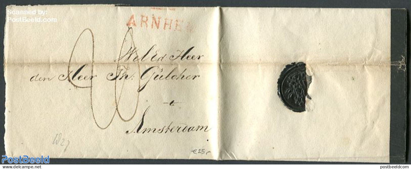 Netherlands 1827 Folding Letter From Arnhem To Amsterdam, Postal History - ...-1852 Voorlopers