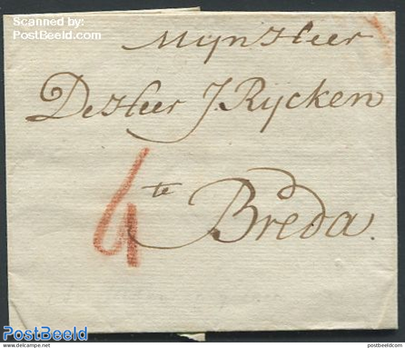 Netherlands 1800 Folding Cover To Breda, Postal History - ...-1852 Prephilately
