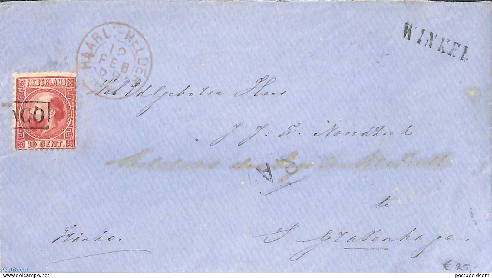 Netherlands 1869 Letter From WINKEL To 's-Gravenhage (postm. HAARL.-HELDER), Postal History - Covers & Documents