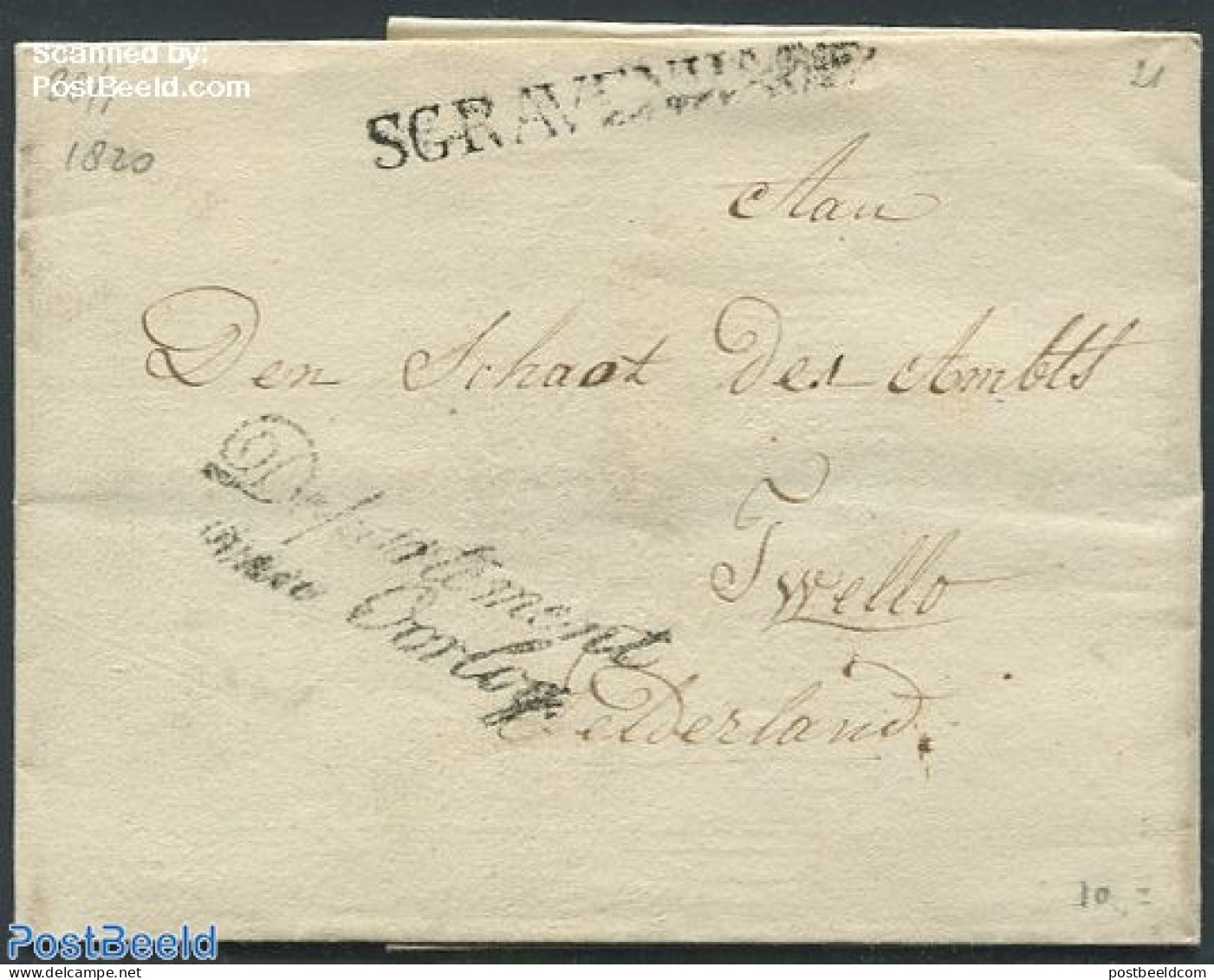 Netherlands 1820 Folding Cover From The Hague To Zwolle, Postal History - ...-1852 Voorlopers