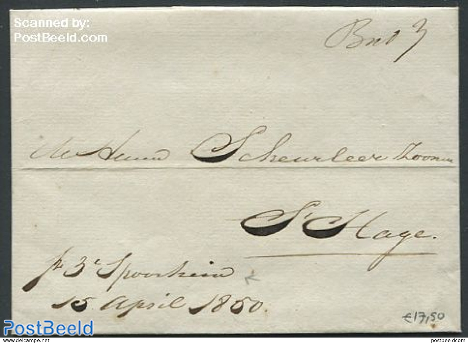 Netherlands 1850 Folding Cover To The Hague From Amsterdam, Postal History - ...-1852 Voorlopers