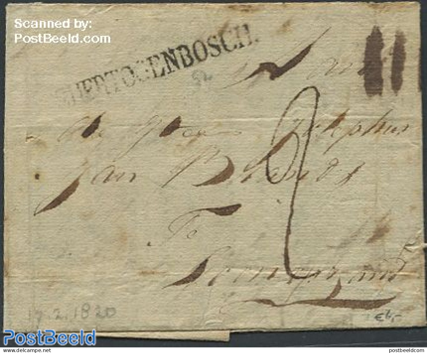 Netherlands 1820 Folding Letter From S Hertogenbosch, Postal History - ...-1852 Voorlopers