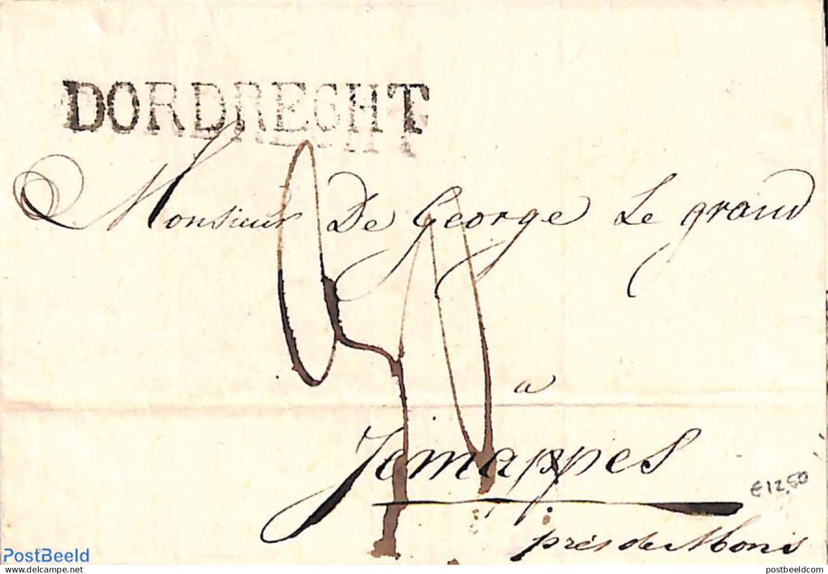 Netherlands 1848 Folding Cover From Dordrecht, Postal History - ...-1852 Voorlopers