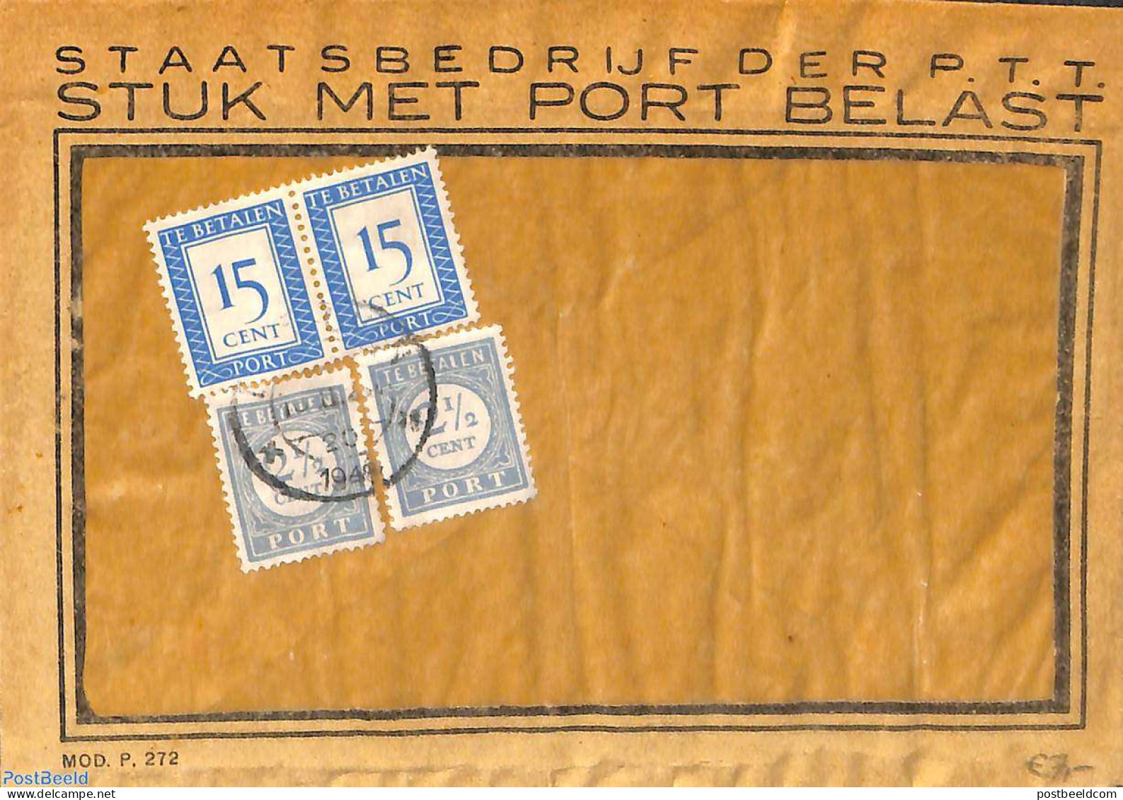 Netherlands 1948 Envelope From Holland, Postage Due 2x15c, 2x2.5c, Postal History - Brieven En Documenten