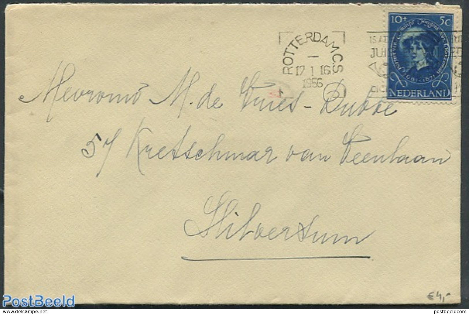 Netherlands 1955 Envelope From Rotterdam To Hilversum, With Rotterdam Mark. NVPH NO.669, Postal History - Storia Postale