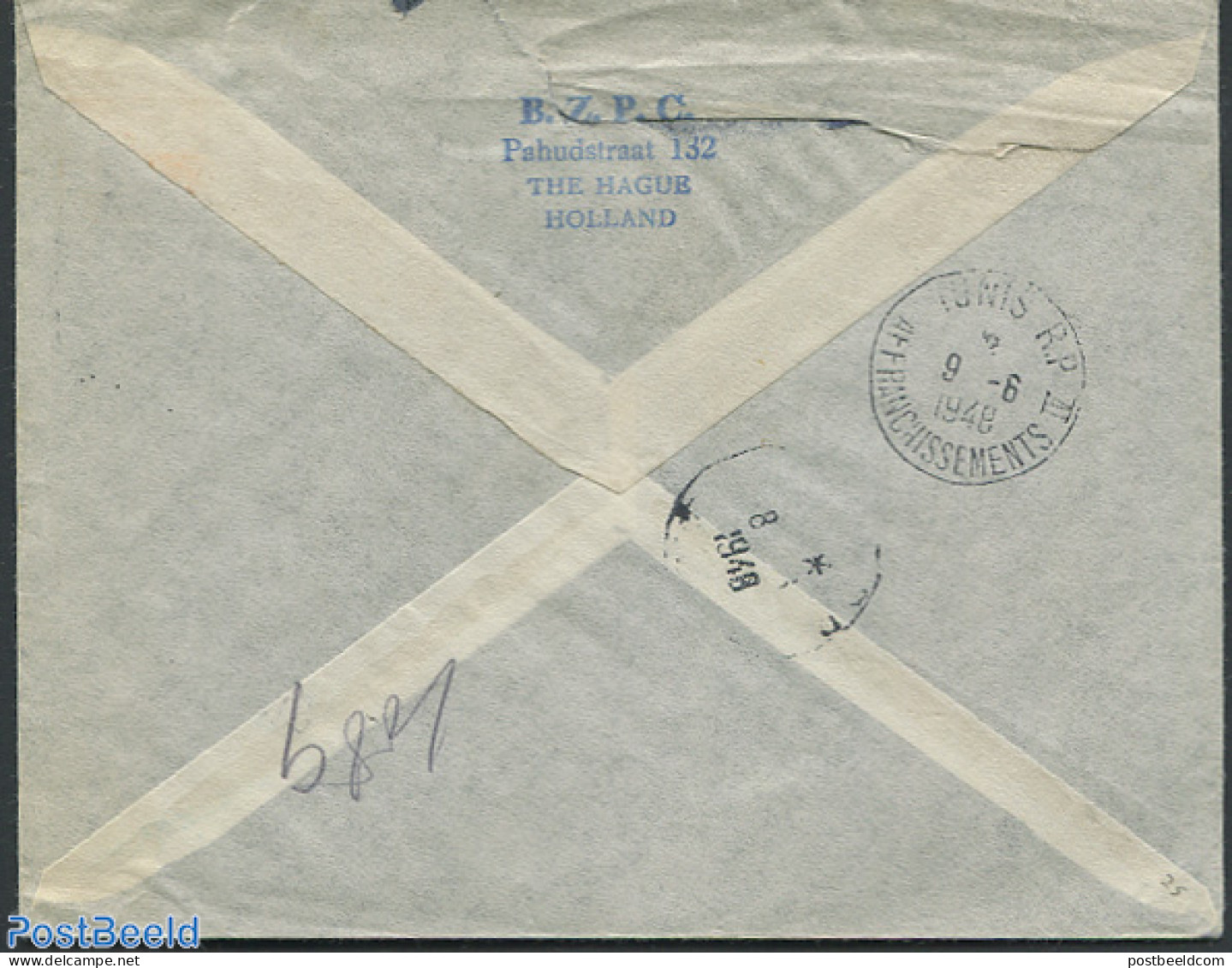 Netherlands 1947 Registered Airmail With Nvph No.486, Postal History - Cartas & Documentos