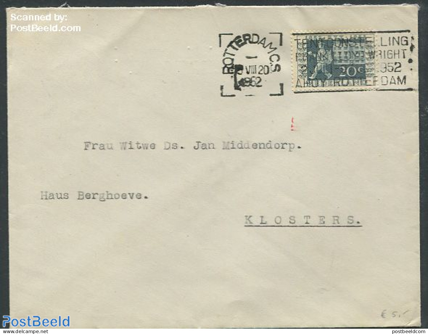 Netherlands 1952 Envelope With Nvph No.591, Postal History - Cartas & Documentos