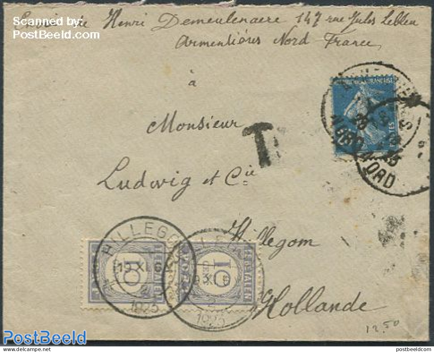 Netherlands 1923 Postage Due 2x10 Cent, Postal History - Lettres & Documents