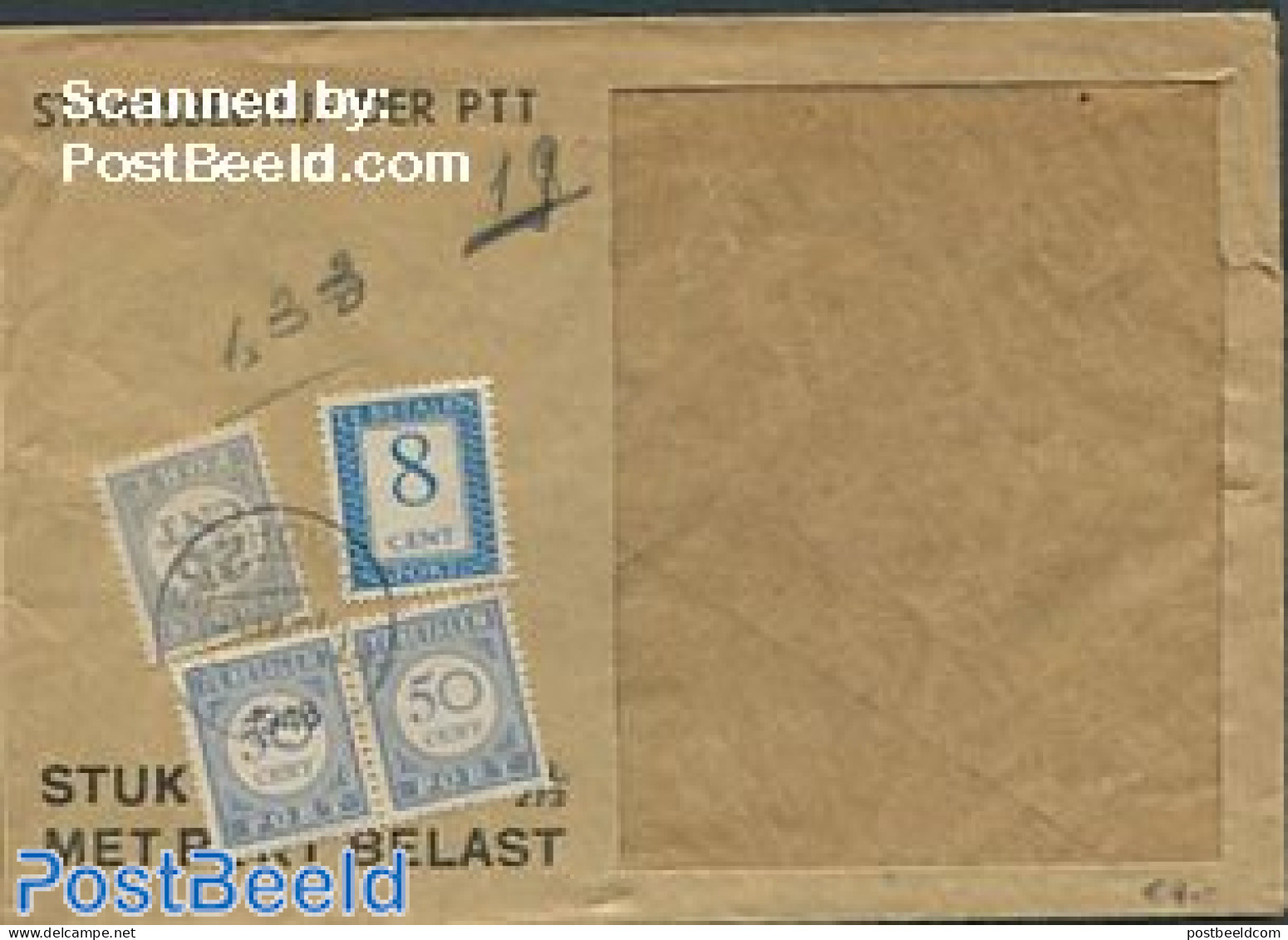 Netherlands 1948 Postage Due X250c, 25c And 8c, Postal History - Cartas & Documentos