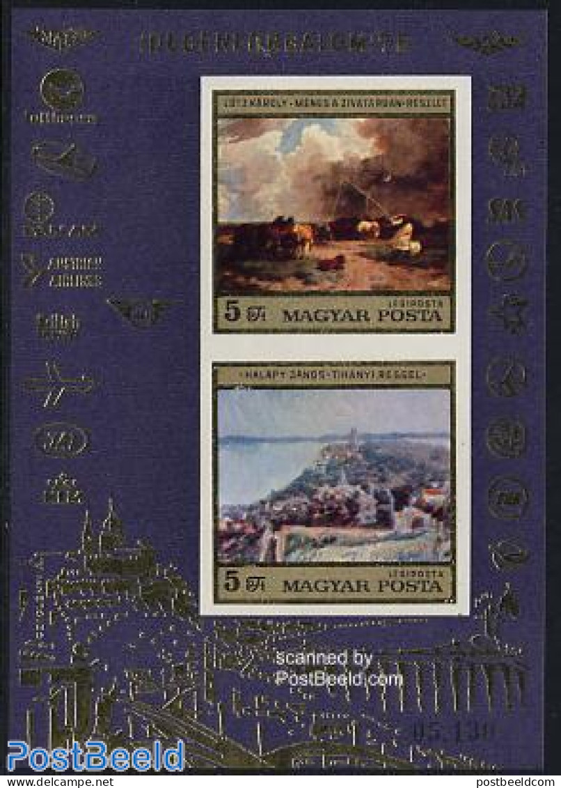 Hungary 1976 Tourism S/s Imperforated, Unused (hinged), Various - Tourism - Art - Paintings - Ongebruikt