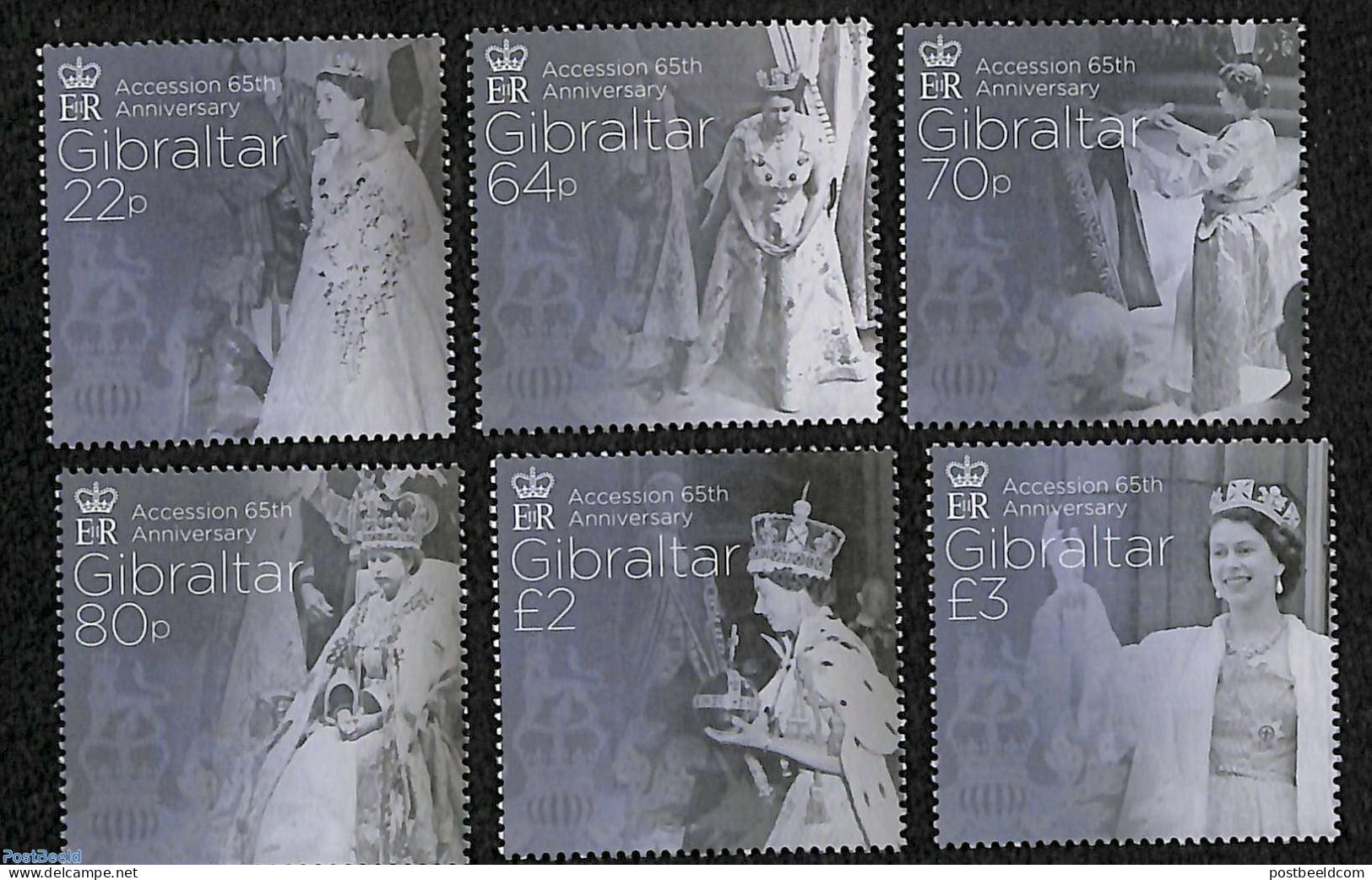 Gibraltar 2017 Accession 65th Anniversary 6v, Mint NH, History - Kings & Queens (Royalty) - Familias Reales