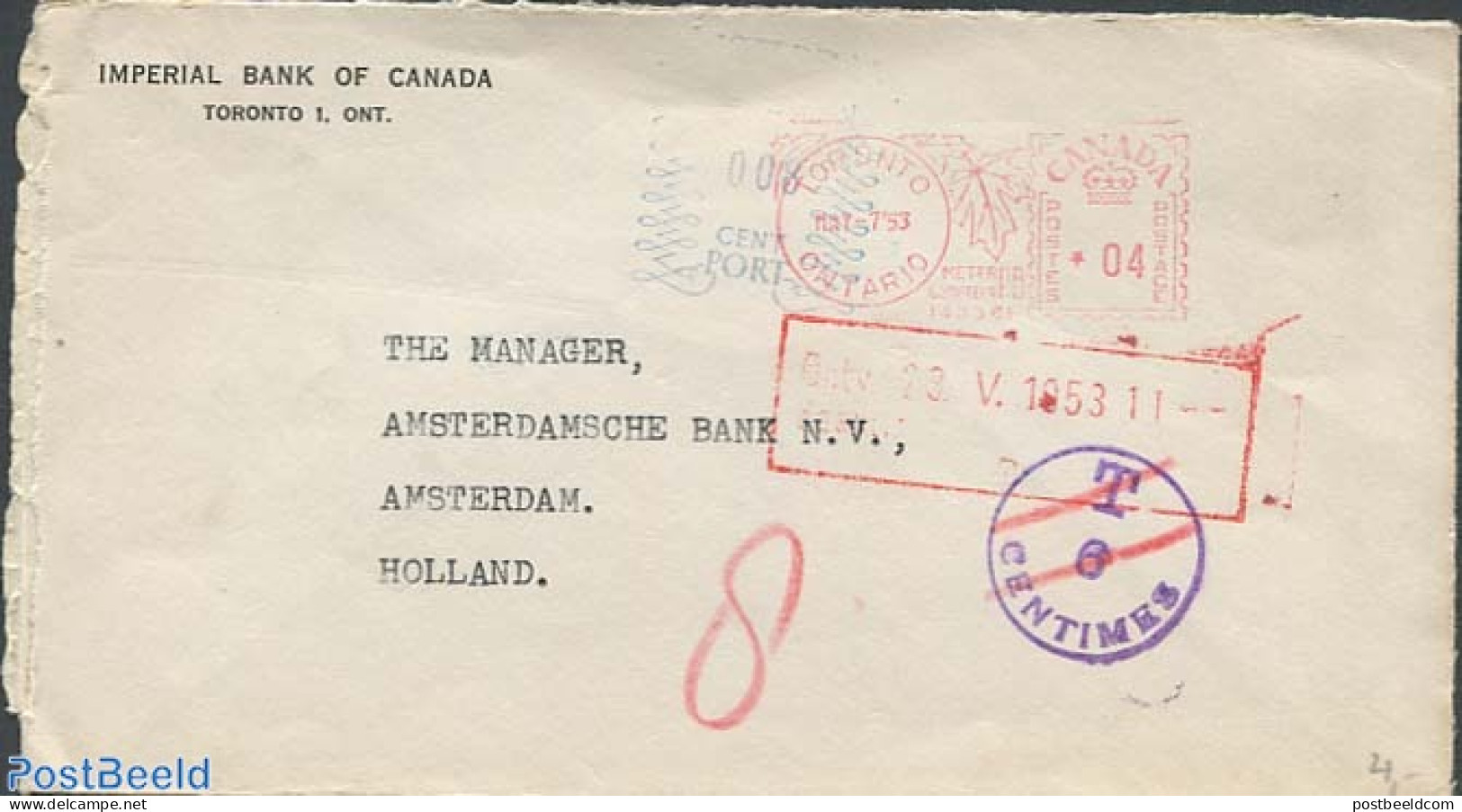 Netherlands 1953 Postage Due 008c, Postal History - Briefe U. Dokumente