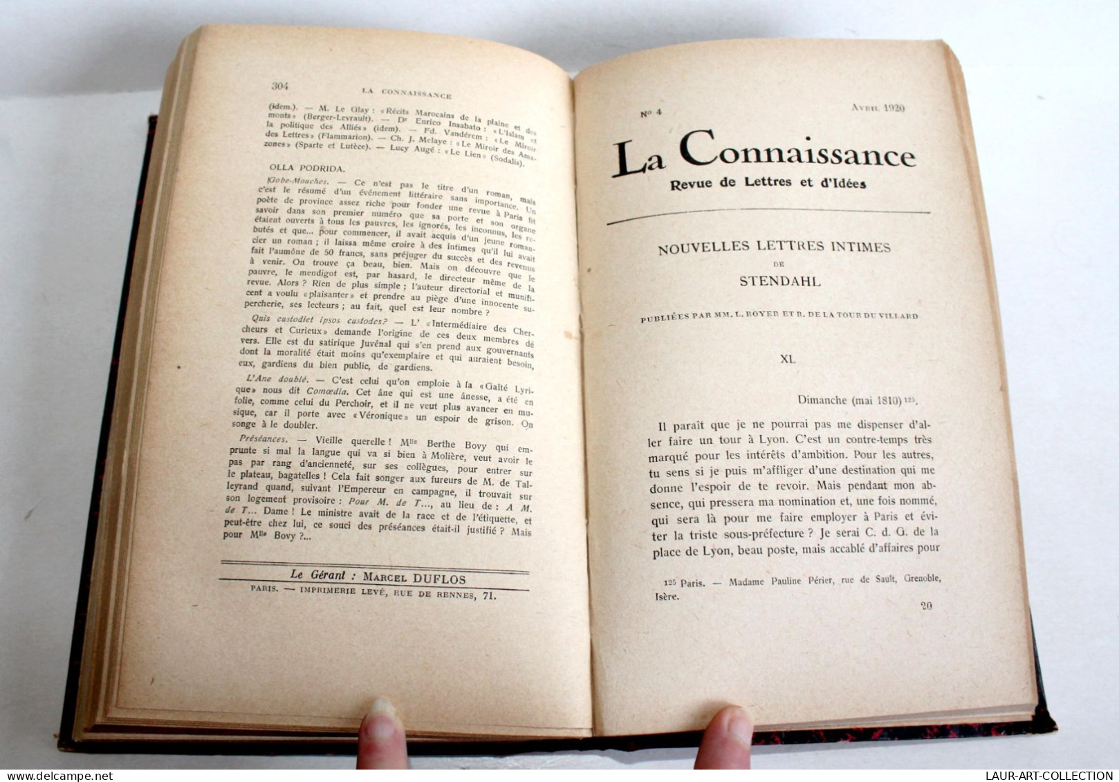 LA CONNAISSANCE REVUE DE LETTRES ET D'IDEES par DOYON WILLERMOZ 1920 N°1 AU N°4 / ANCIEN LIVRE XXe SIECLE (2603.62)