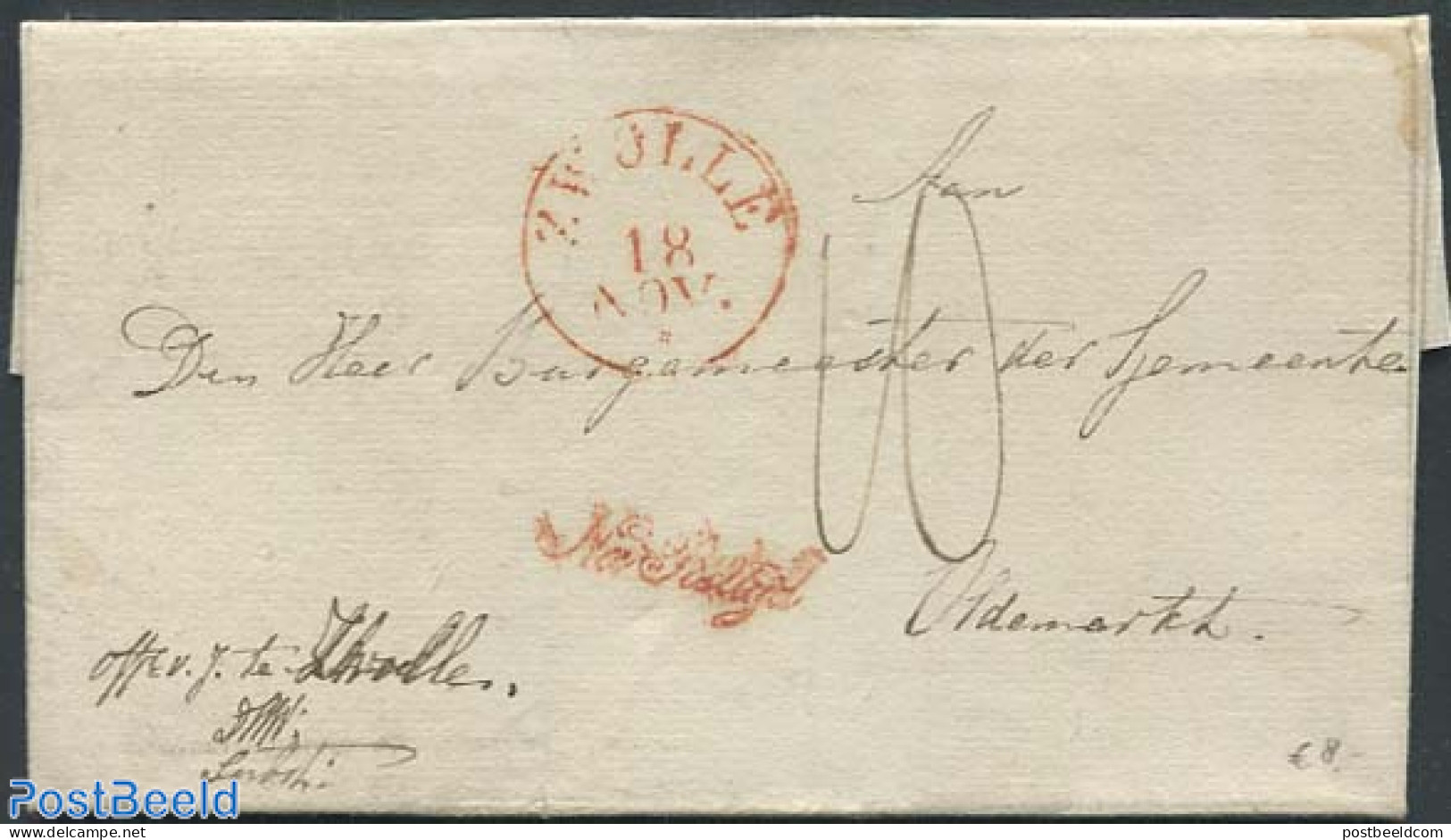 Netherlands 1837 Folding Letter From Zwolle To Oldenmark, Postal History - ...-1852 Voorlopers