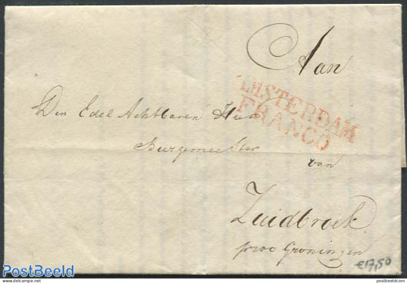 Netherlands 1827 Folding Letter From Amsterdam To Zuidbroek, Postal History - ...-1852 Voorlopers