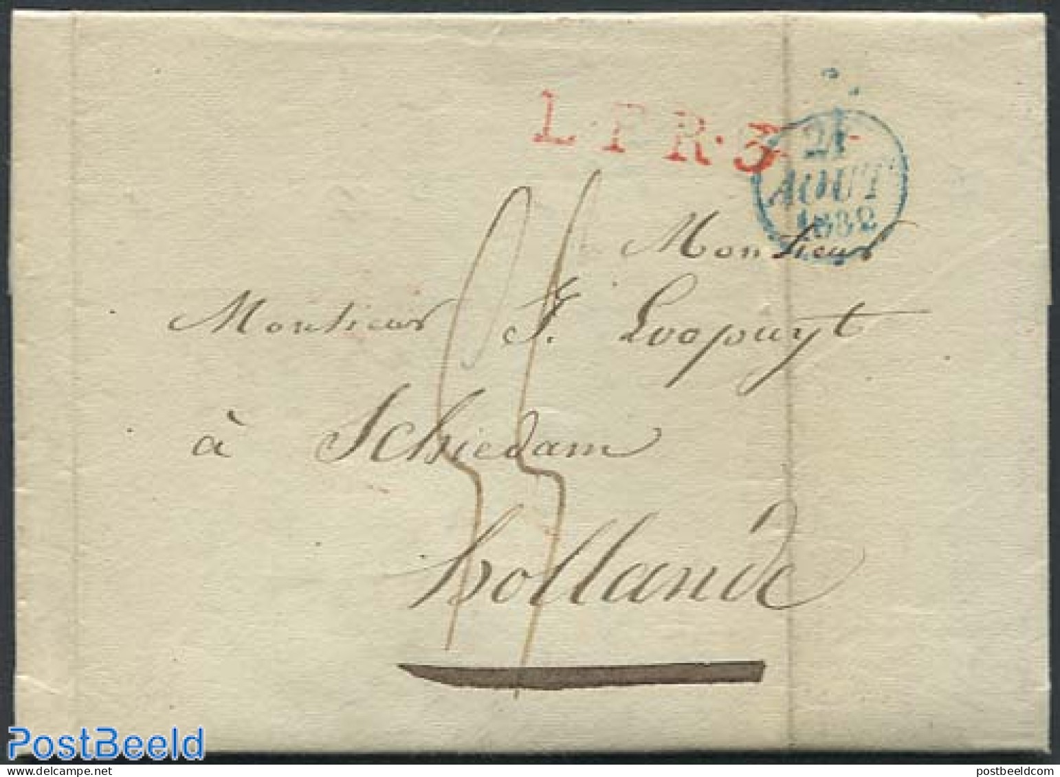 Netherlands 1848 Folding Letter From Calais To Schiedam, Postal History - ...-1852 Voorlopers