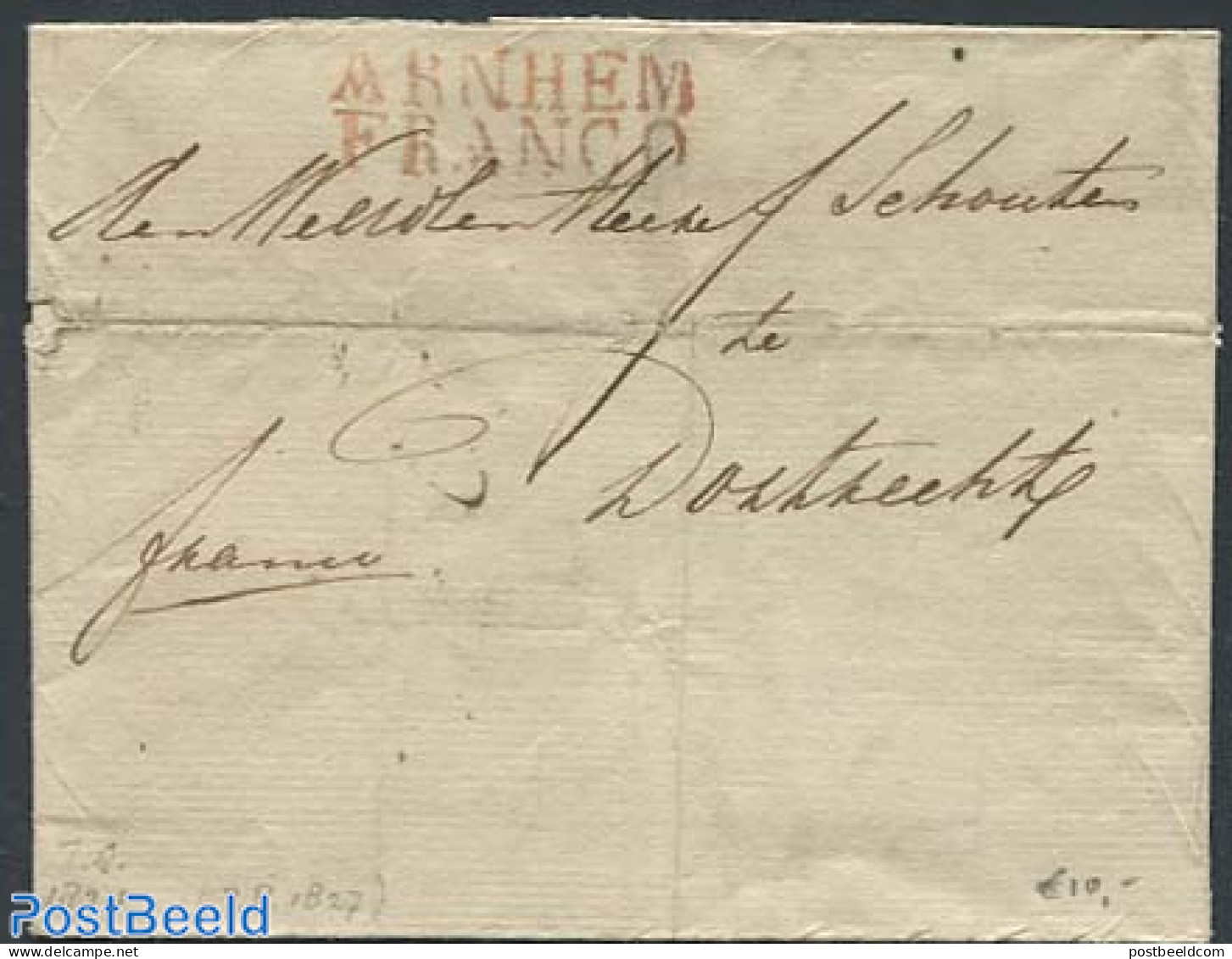 Netherlands 1827 Folding Cover From Arnhem, Postal History - ...-1852 Voorlopers