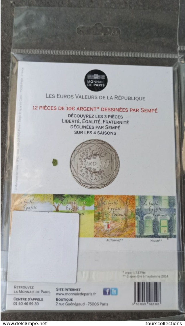 LOT COMPLET DE 12 PIECES DE 10 EUROS ARGENT DES SAISONS 2014 PAR SEMPE - France