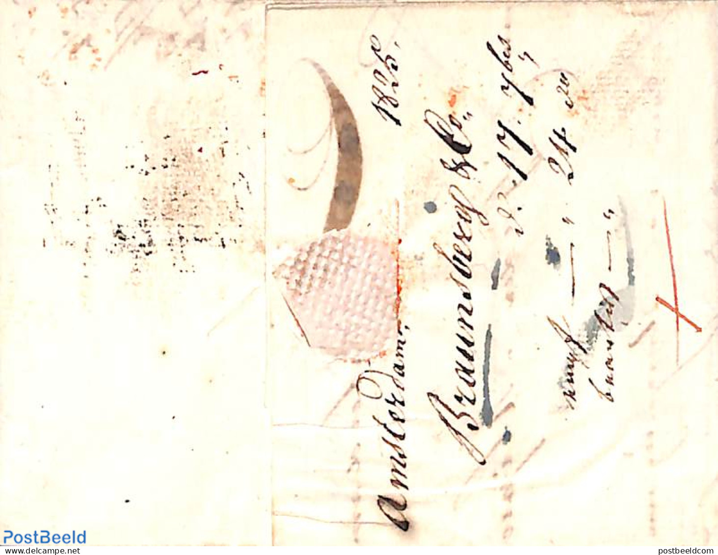 Netherlands 1825 Folding Letter From Amsterdam To Bordeaux, Postal History - ...-1852 Vorläufer