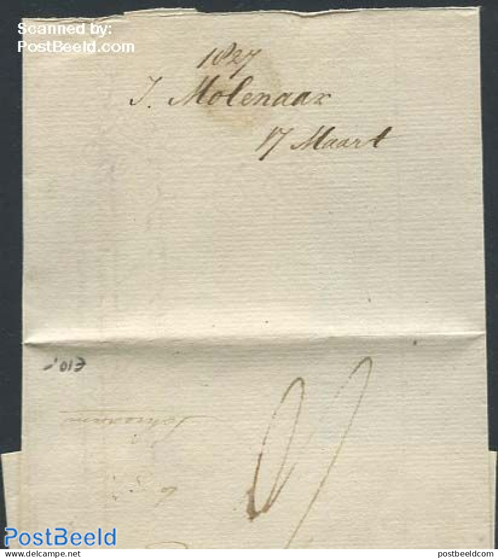 Netherlands 1827 Folding Letter From Rotterdam To Schiedam, Sea Rotterdam Mark, Postal History - ...-1852 Voorlopers