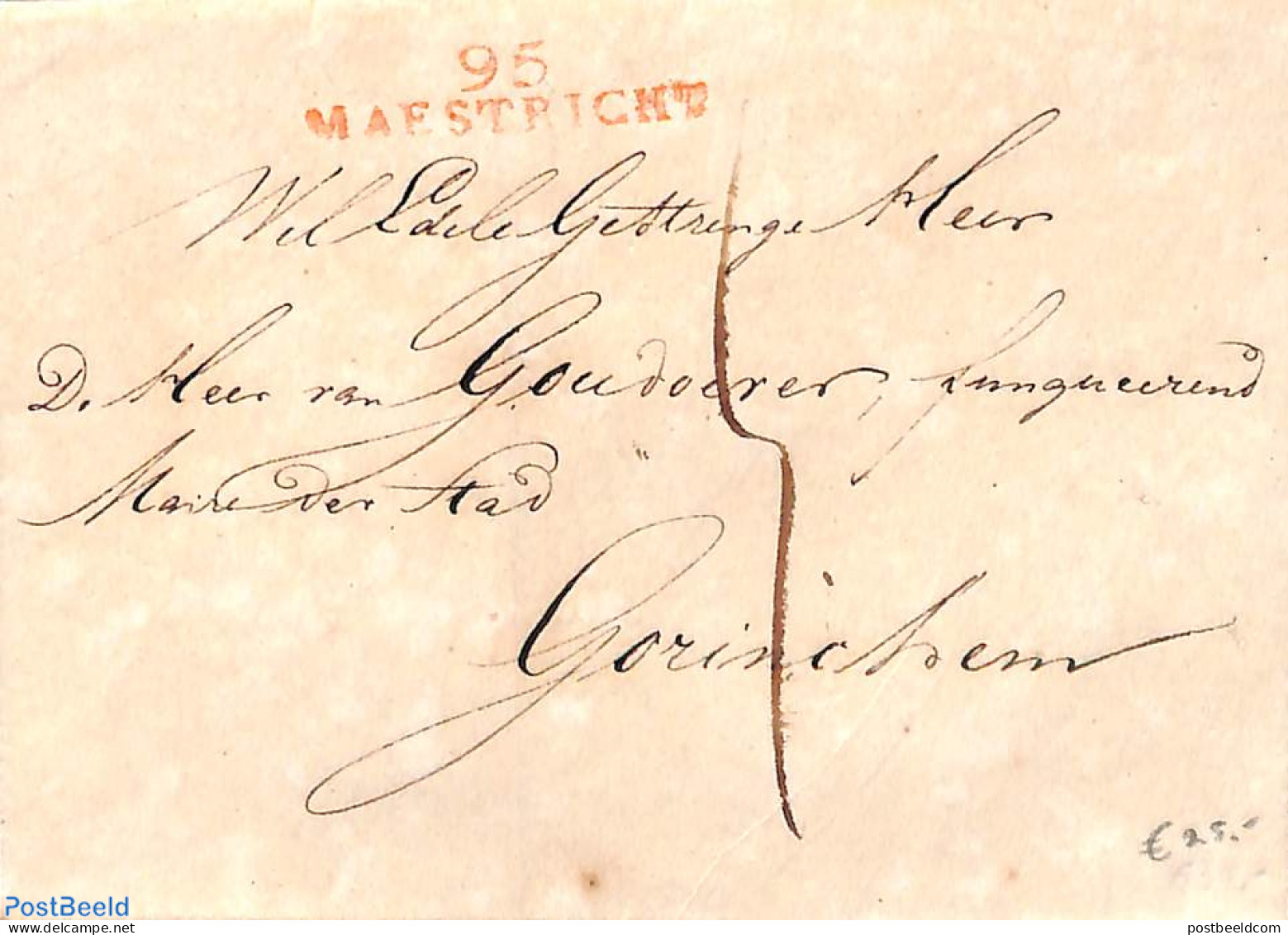 Netherlands 1827 Folding Cover From Maastricht To Gorinchem, Postal History - ...-1852 Voorlopers