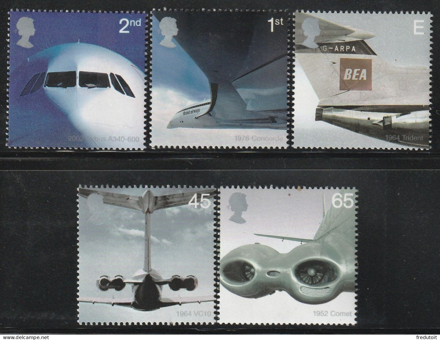 GRANDE BRETAGNE - N°2328/32 ** (2002) Cinquantenaire De La Première Ligne Aérienne ; - Unused Stamps
