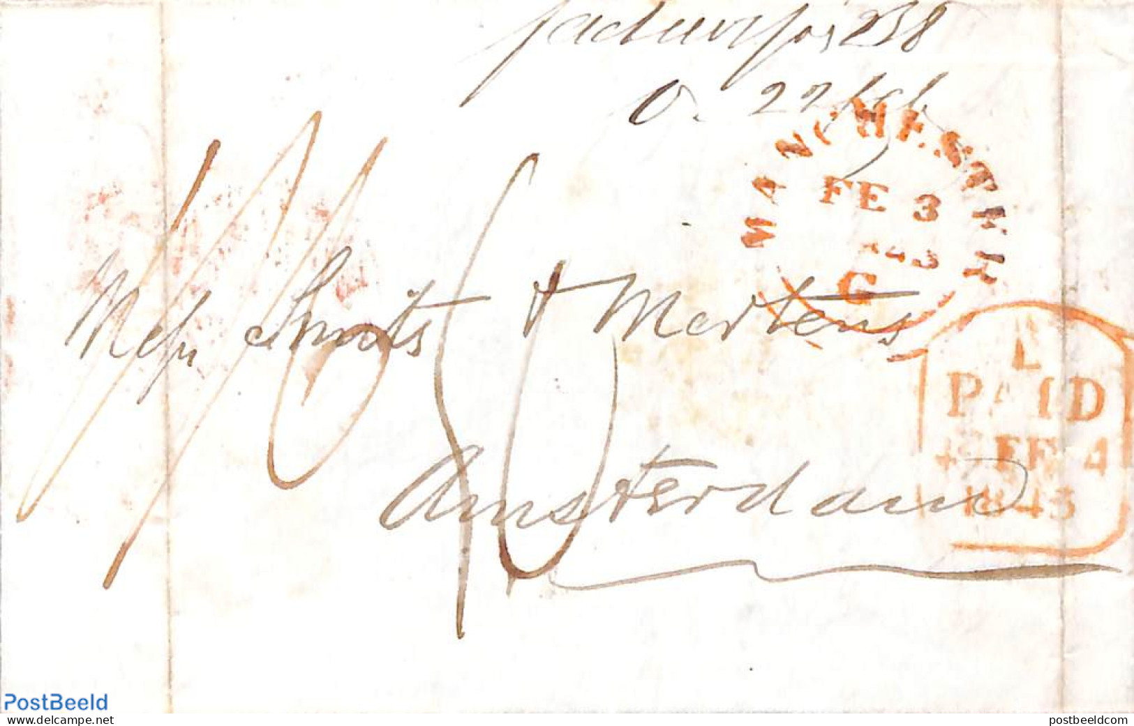 Netherlands 1843 Folding Cover From Manchester To Amsterdam, Postal History - ...-1852 Prephilately