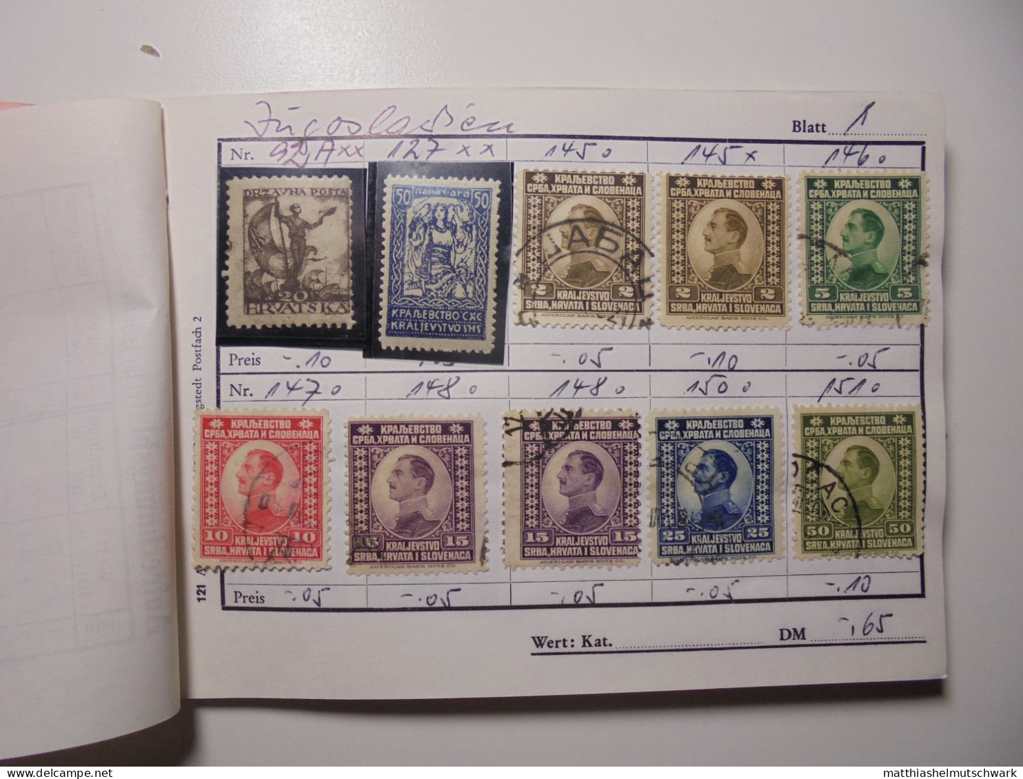 Auswahlheft Nr. 501 20 Blätter 179 Briefmarken Xx Jugoslawien 1919-1963/Mi Nr. 92-1048, Unvollständig Ca - Colecciones & Series