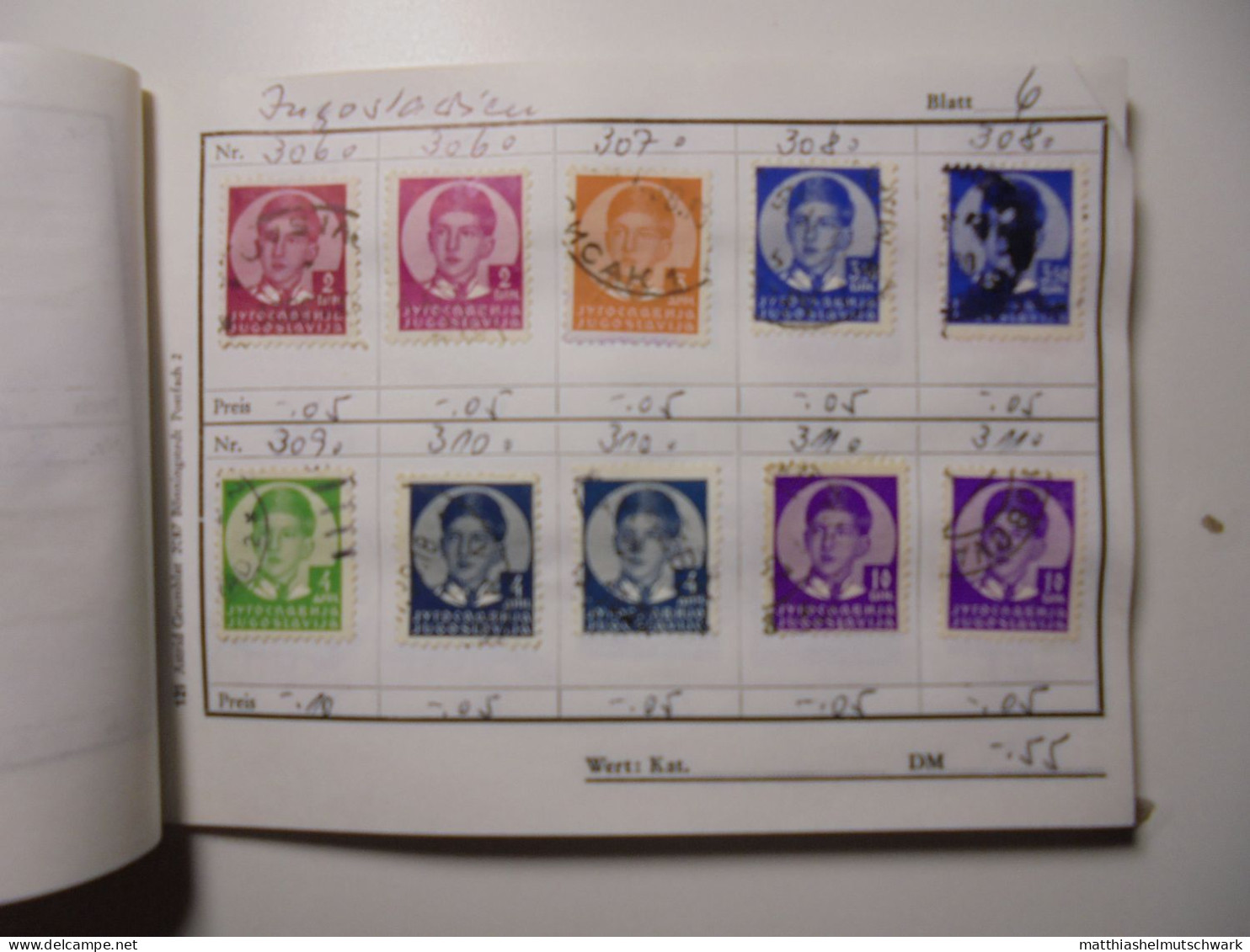 Auswahlheft Nr. 501 20 Blätter 179 Briefmarken xx Jugoslawien 1919-1963/Mi Nr. 92-1048, unvollständig Ca