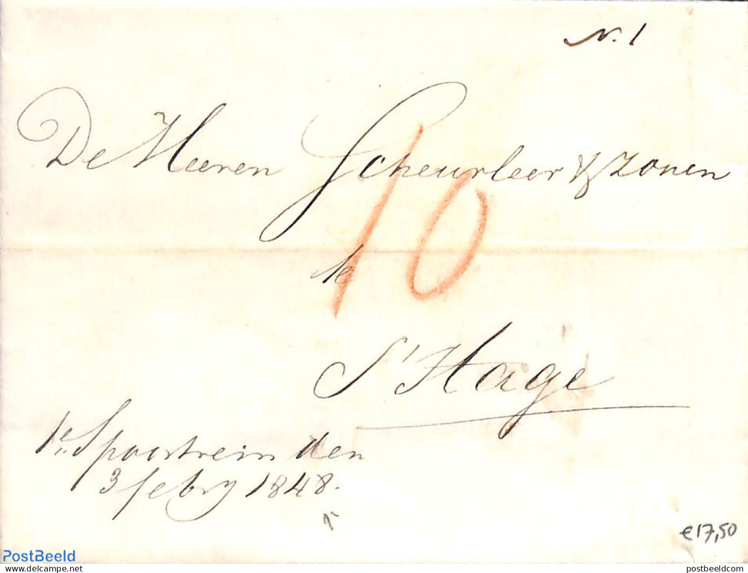 Netherlands 1848 Folding Cover From Leiden To The Hague, Postal History - ...-1852 Préphilatélie