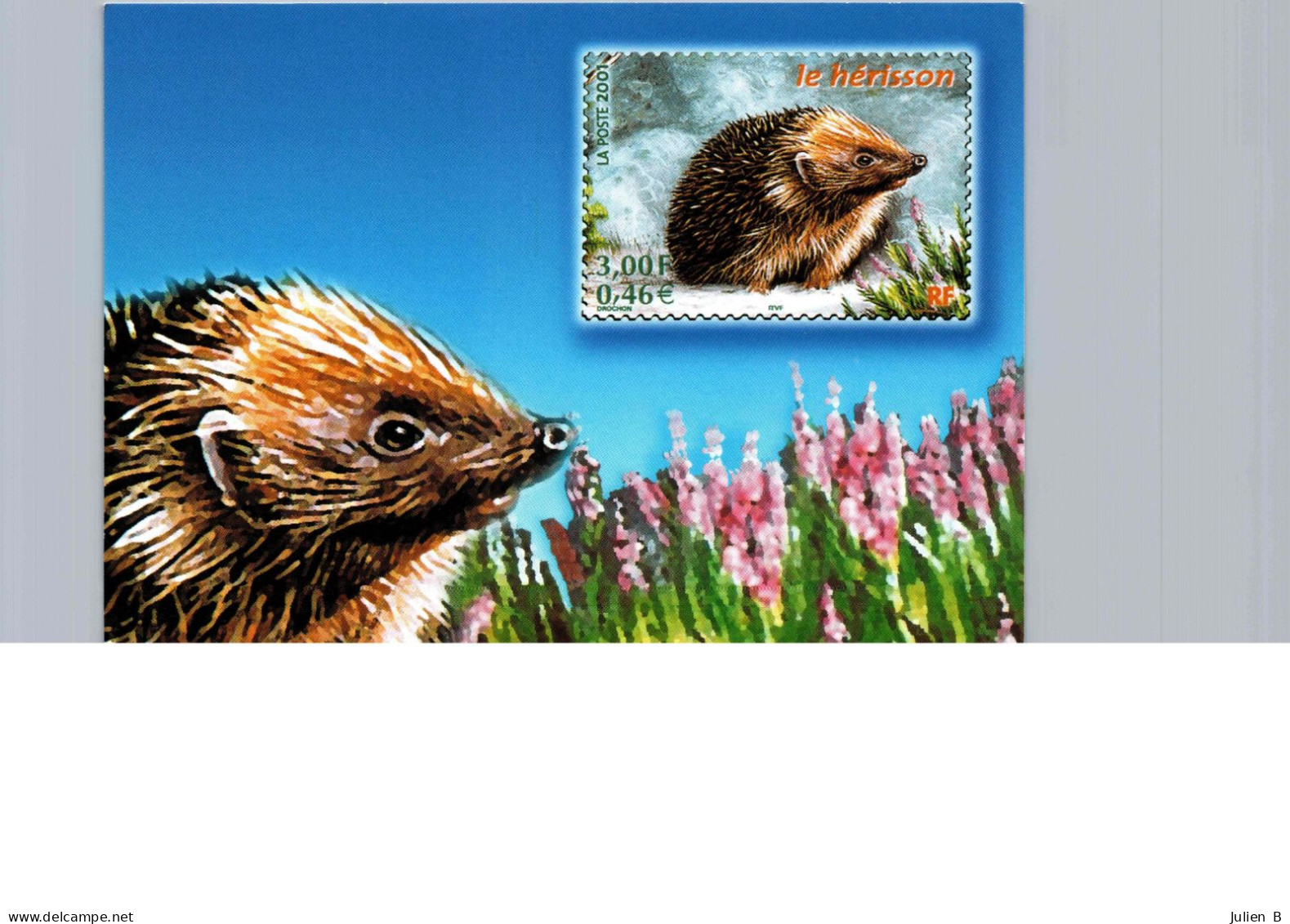 Le Hérisson, Bloc Les Animaux Des Bois, Design Christophe DROCHON, 2001 - Stamps (pictures)