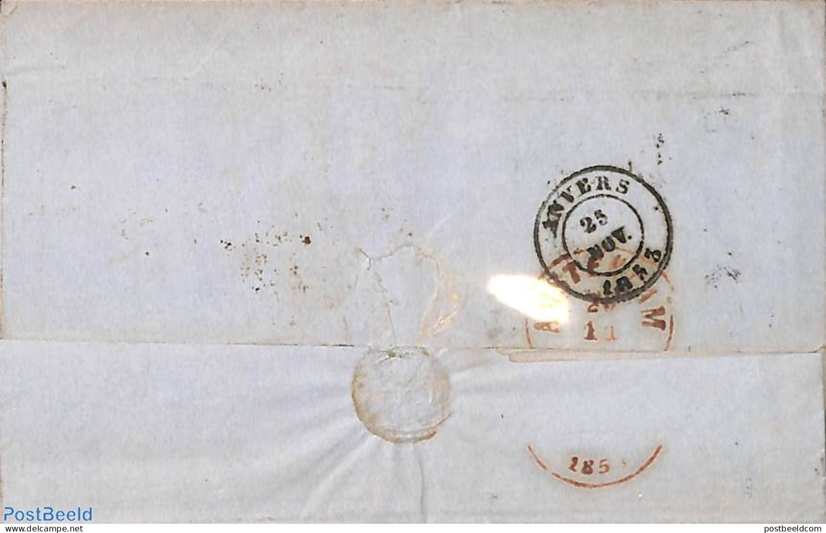 Belgium 1853 Folding Letter From Antwerpen To Amsterdam. See Anvers Mark., Postal History - Lettres & Documents