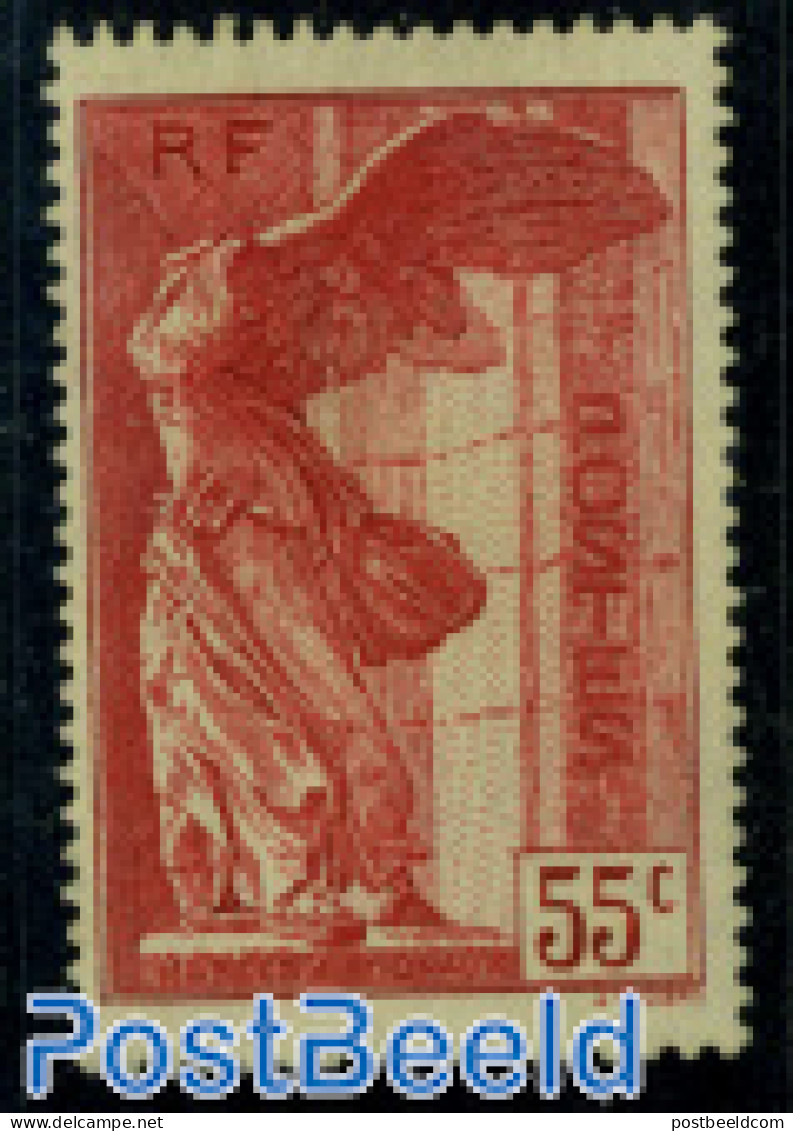 France 1937 55c, Stamp Out Of Set, Unused (hinged), Art - Sculpture - Nuovi
